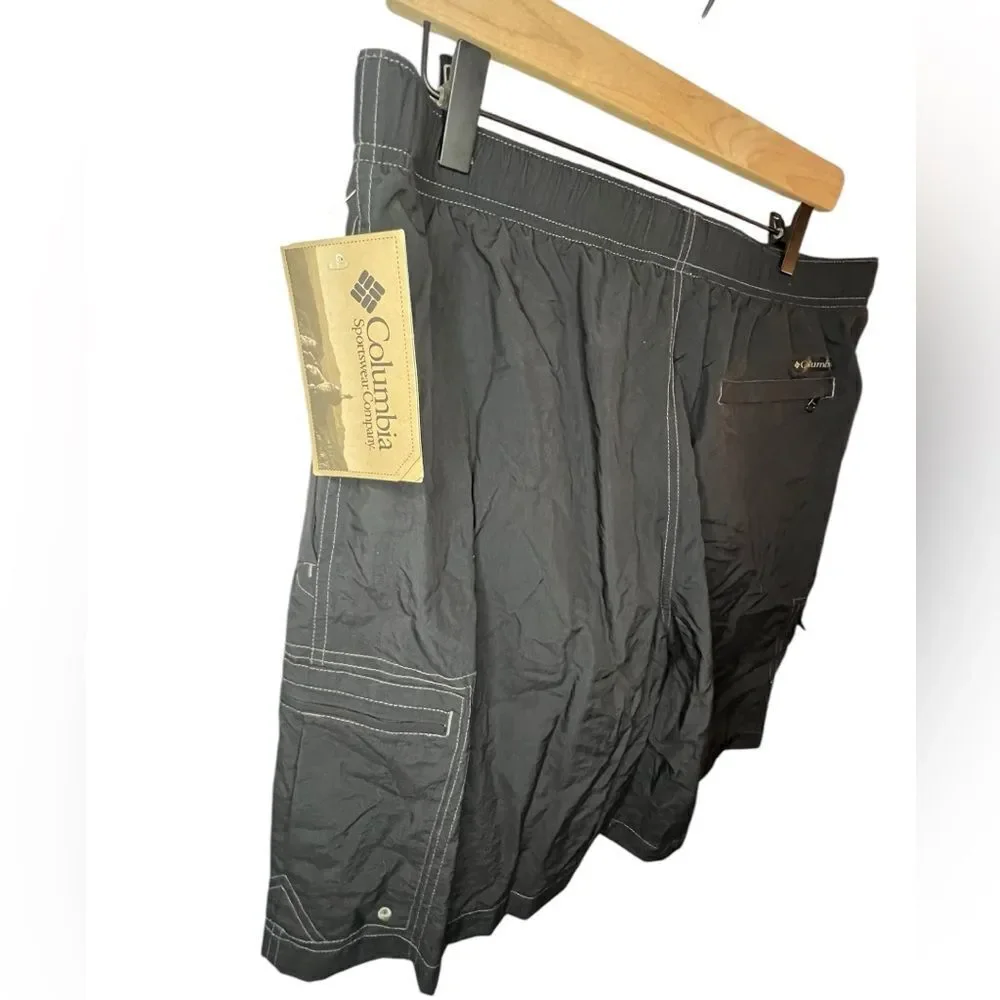 Columbia Men’s Cargo Swim Shorts Omni-Shade UPF 50 Quick-Dry Black L NWT